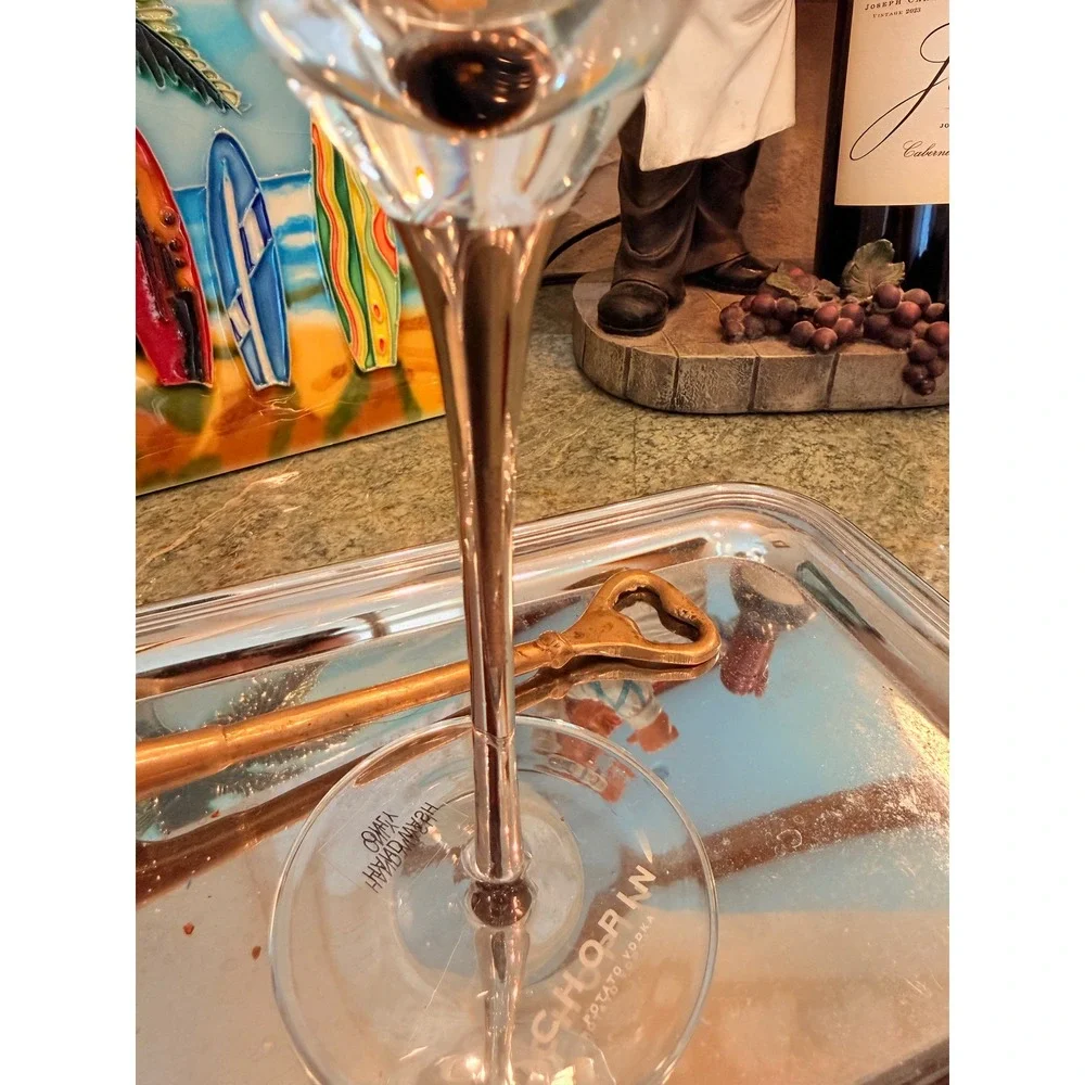 Chopin Potato Vodka Martini Glass Silver Stem Oversized Bar Display 8